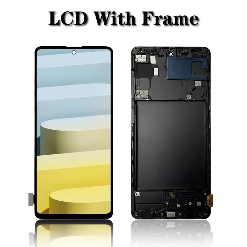 Super AMOLED For Samsung  A71 A715 LCD With fingerprint Display Touch Screen For Samsung A715 A715F A715W A715X