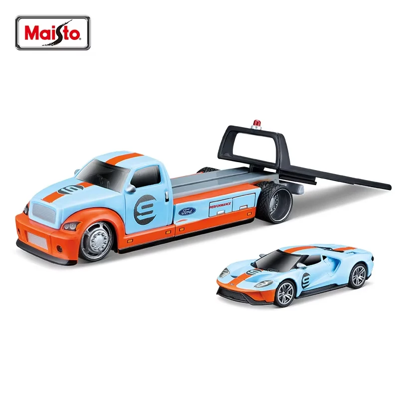 

Maisto 1:64 FLATBED/1988 BMW M3 E30 1965 FORD MUSTANG elite transport Die-casting car model collection gift toy