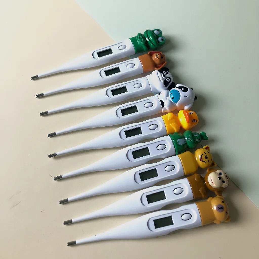 1PC Ready in Stock Multiple Cartoon Characters Dog Bear Frog Cow Panda Lovable Safe LCD Light Small Baby Electronic Thermometer