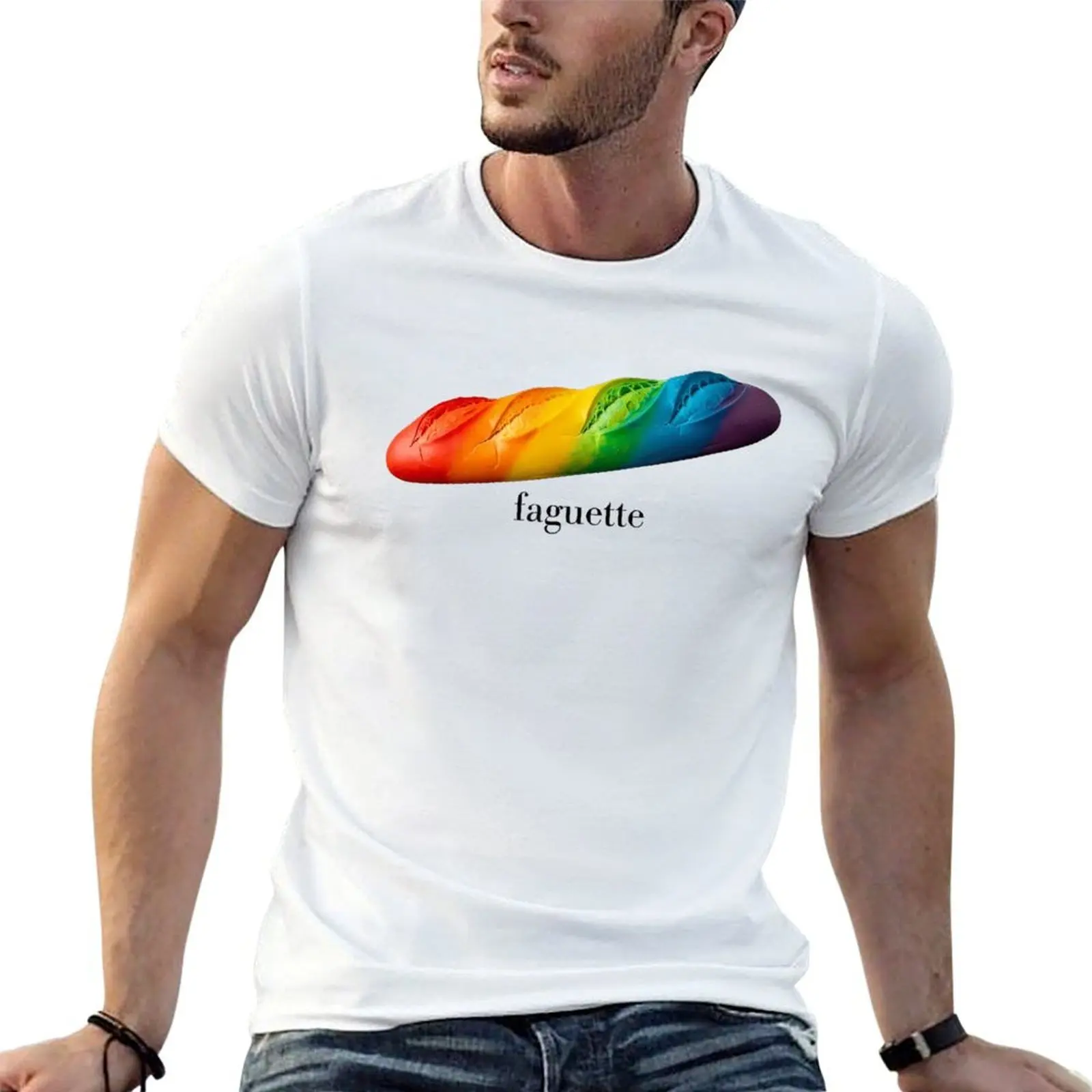 Funny Baguette Rainbow Faguette LGBTQ Pride Month T-Shirt sweat croswit shirt man fitted t shirts for men