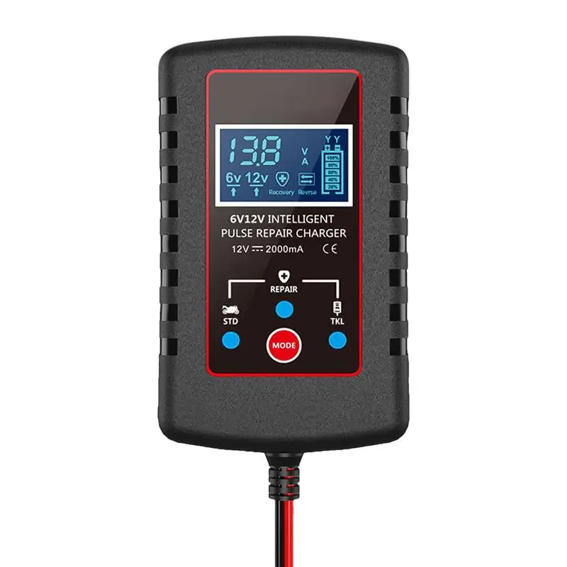 Car Battery Charger 6V/12V LCD Display Battery Charger Maintainer Fireproof Multifunctional Car Accessories Battery Maintenance