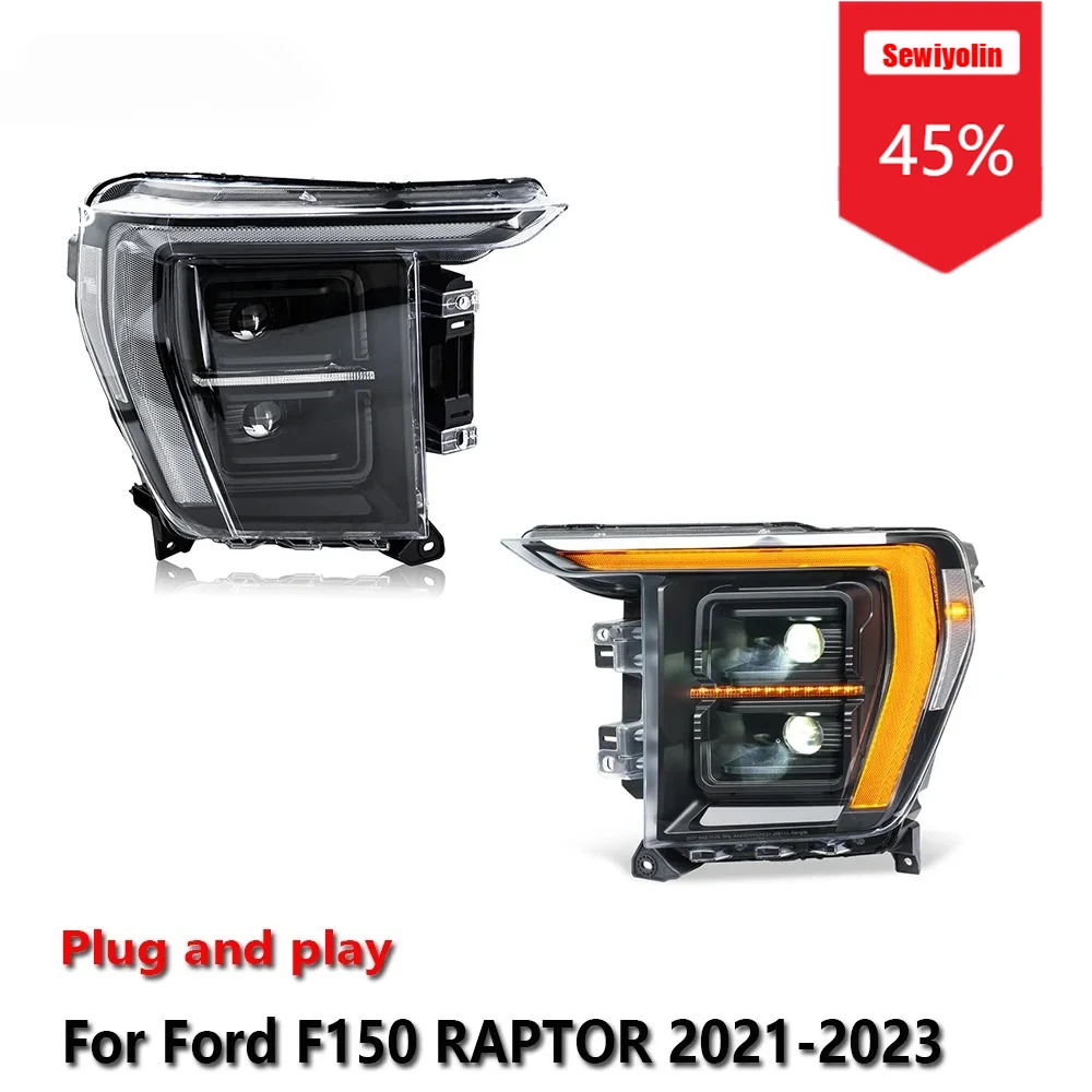 

Sewiyolin Car LED Headlight Assemblies For Ford F150 RAPTOR 2021-2023 Fog DRL Brake Turn Signal Lamp Plug and Play