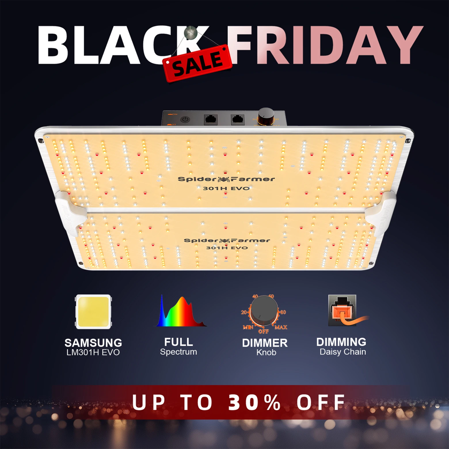 

Spider Farmer SF2000Pro EVO LED Grow Light Dimmable Light Board for Plants Grow Tent Kits, Smart GGS Compatible
