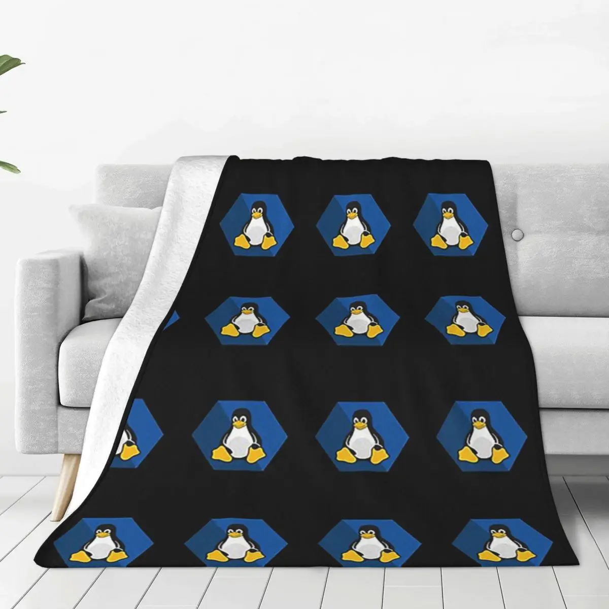 Linux Tux Blanket Soft Warm Flannel Throw Blanket Bedspread for Bed Living room Picnic Travel Home Sofa