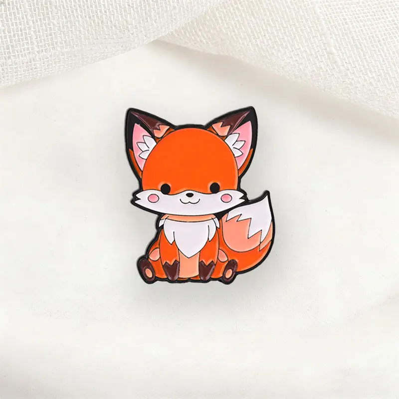 Cute Red Fox Badge Kawaii Cartoon Animal Enamel Pins Fashion Lapel Metal Brooches Backpack Clothes Jewelry Gift for Friends