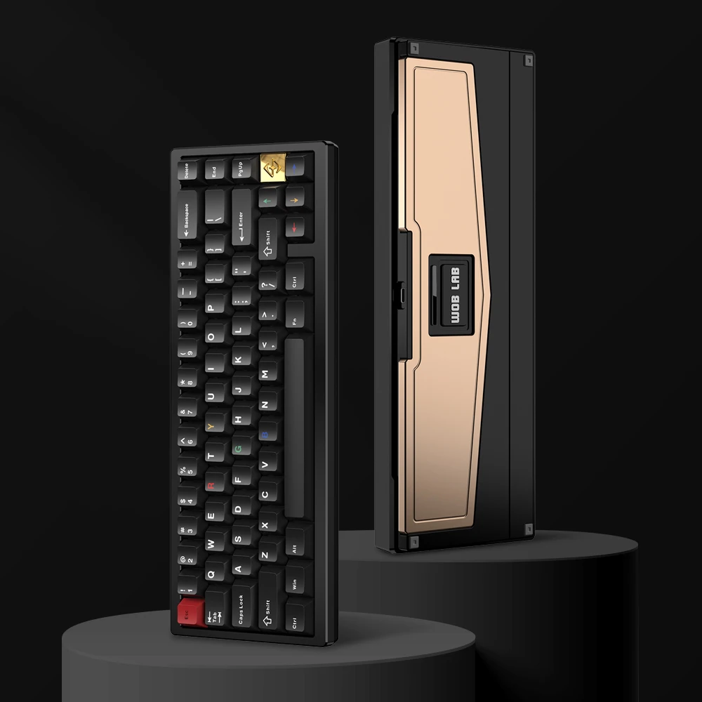 Wob Zen65 Ultra Qmk عبر لوحة مفاتيح كاكاو سوداء مخصصة ميكانيكية كاملة من الألومنيوم