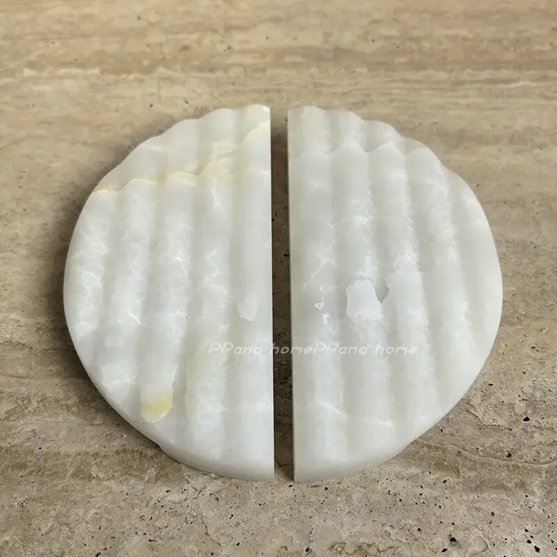 Onyx Natural Marble Door Handle Wabi Sabi Travertine Stone Pull for Shop Glass Door Wardrobe Shower Room