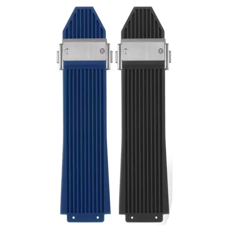 

Silicone Rubber Watch Band For Hublot BIG BANG Black Blue Men's Watch Band Tool Waterproof and Sweatproof bracelet 26-19mm
