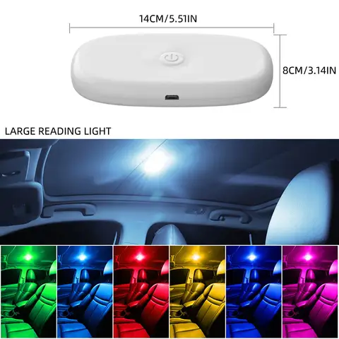 1PCS LED 터치 라이트 미니 무선 RGB 분위기 라이트 USB 충전 자동 지붕 천장 독서 램프 자동차 인테리어 조명 5V