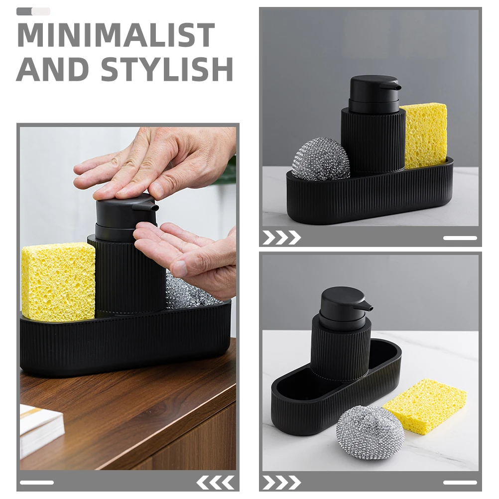 1 set dispenser di sapone da cucina in resina portasapone spugna spazzola organizzatore lavello contenitore per lozione pulizia della cucina essenziale