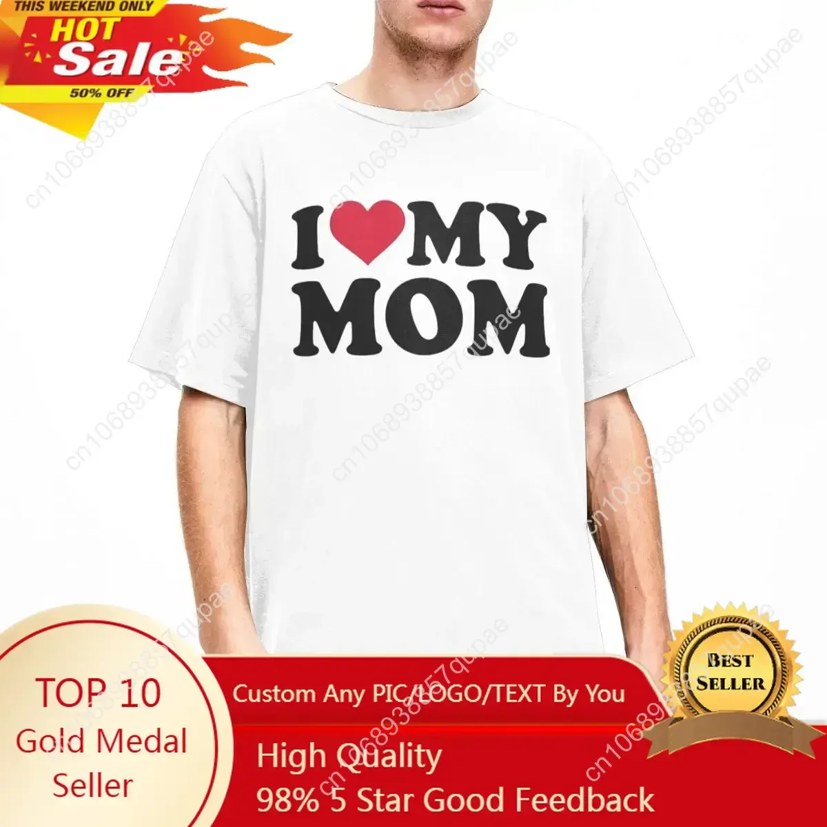 

I Love My Mom T Shirt Apparel for Men Women Pure Cotton Vintage Gift for Mother Tee Shirt Short Sleeve Clothes Unique