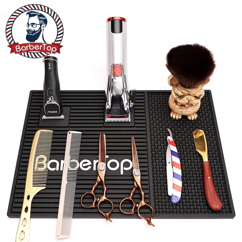 

Barbertop Barber Magnetic Tray Hairdressing Antiskid Silicone Storage Mat Salon Table CushionTray NonSlip Heat Resistant Pad