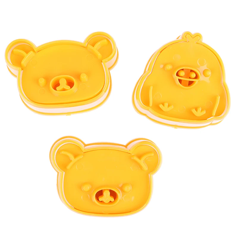 3Pcs/Set Cute Bear Sandwich Mold Bread Cake Biscuit Embossing Device Crust Cookie Cutter Baking Pastry Tools