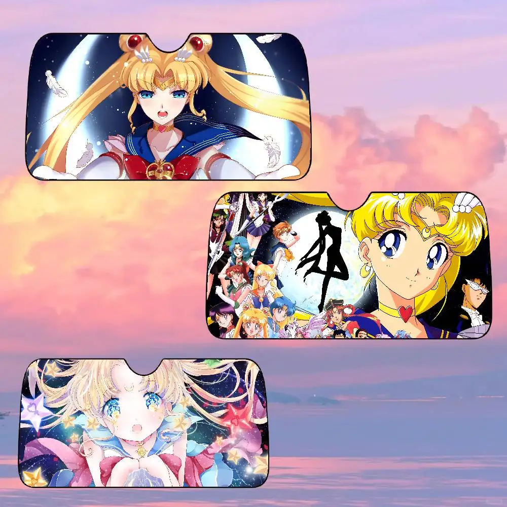 أنيمي S-حار M-القمر سيارة ظلة سيارة ظلة يغطي غطاء الزجاج الأمامي العالمي للطي قناع