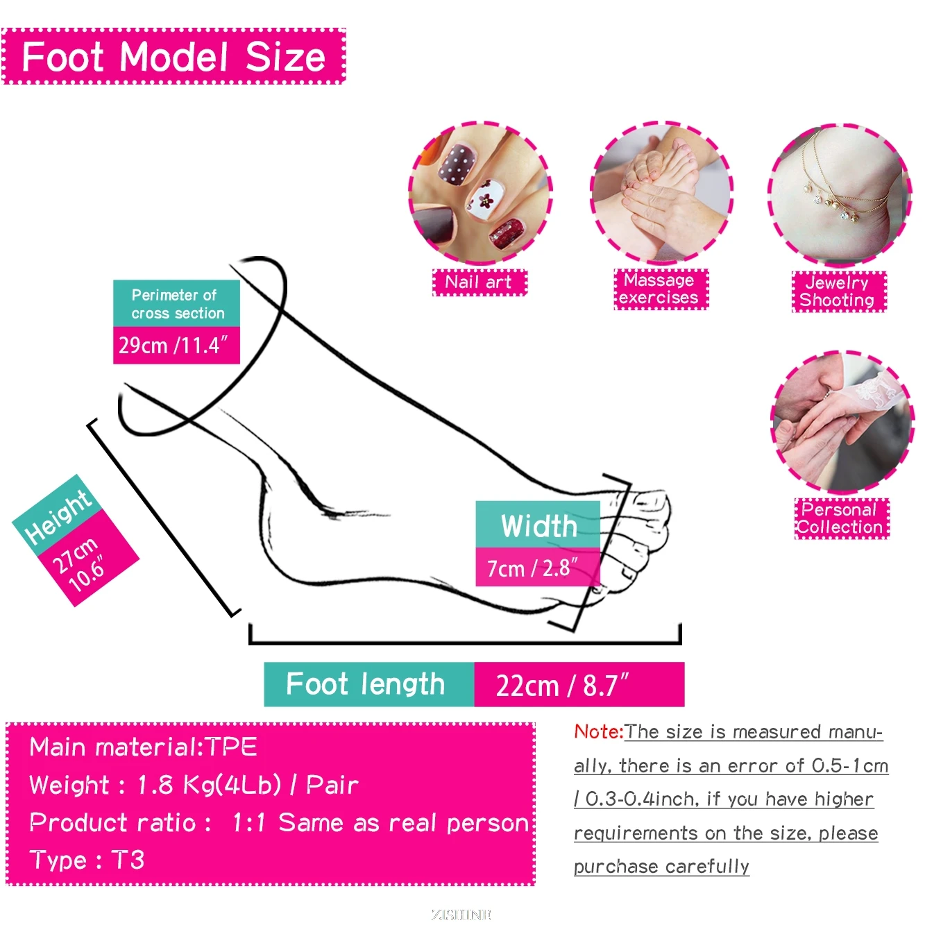 Piedi per pratica manicure Simulazione femminile Modello di piede in silicone Piedi per manichino Scarpe fetish Display per gioielli Nail art finto