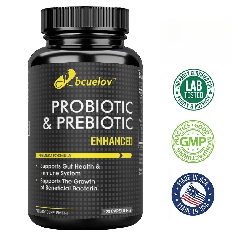 مكمل غذائي بروبيوتيك وبريبيوتيك من Bcuelov - يدعم صحة الأمعاء والهضمية - يدعم صحة الجهاز المناعي