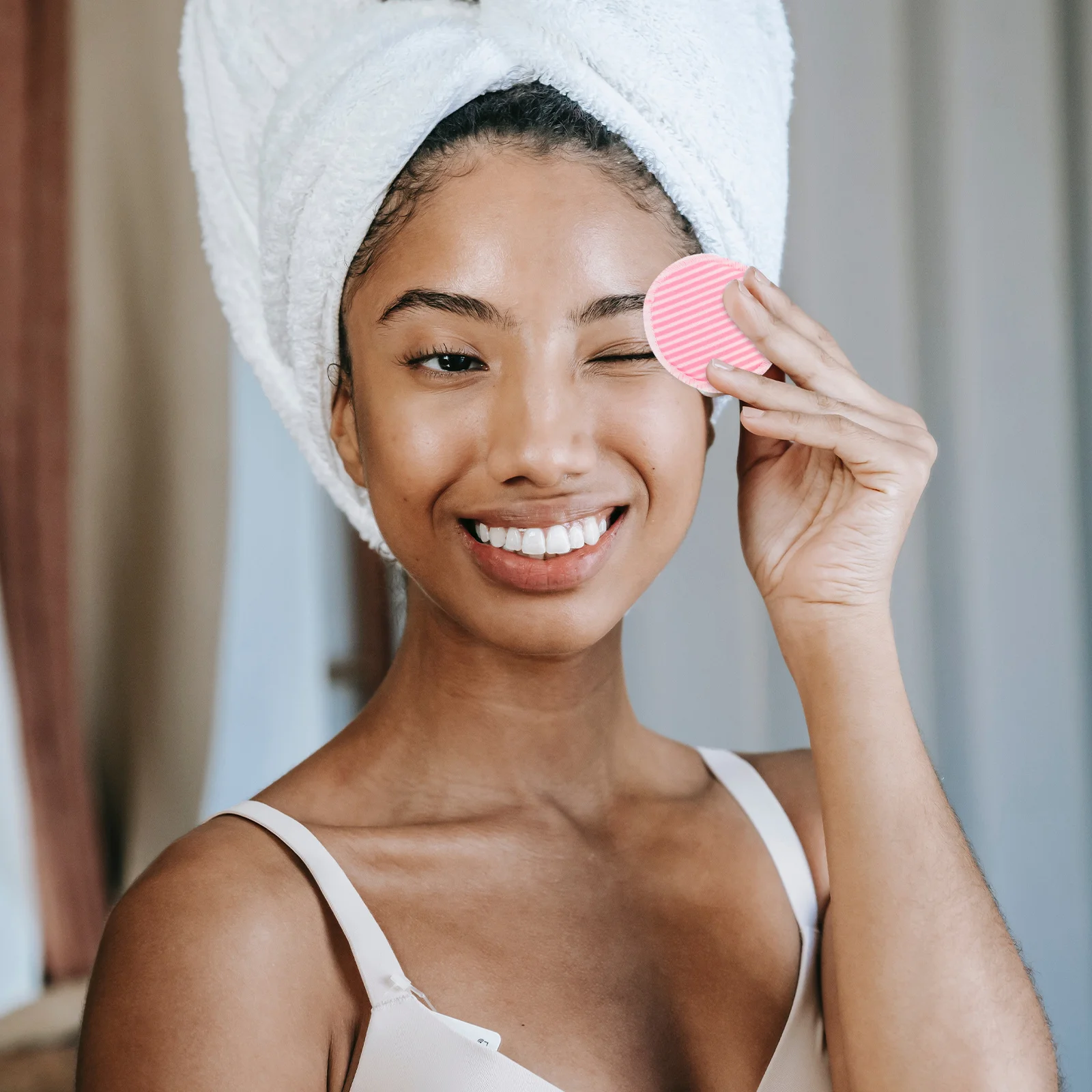 8Pcs Makeup Removal Pads Reusable Bamboo Fiber Skin Friendly Portable for Travel Home Camping Exfoliating Face Cleaning Puff