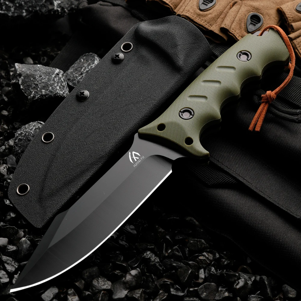 High-quality steel fixed-blade, outdoor knife, camping knife, high-hardness stainless steel integrated spine with sheath emergen