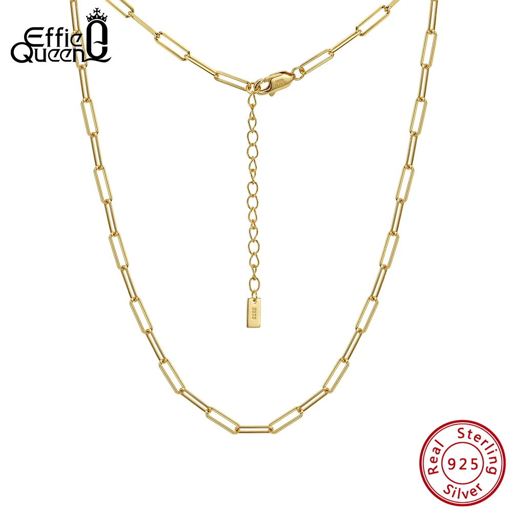 

Цепочка-чокер Effie Queen из стерлингового серебра 925 пробы, унисекс, регулируемая, в стиле «скрепка», высококачественное ювелирное изделие для самостоятельного изготовления, SC89