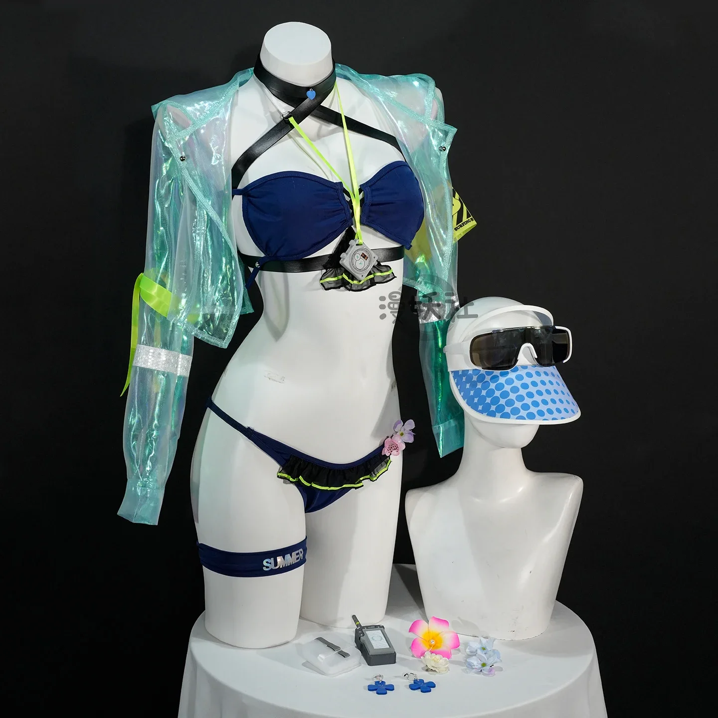 

Girls' Frontline 2 Klukai Cosplay Costume Bikini Swimsuit with Coat Hat Girl Klukai HK416 Role Play Loli Girls Halloween Outfit
