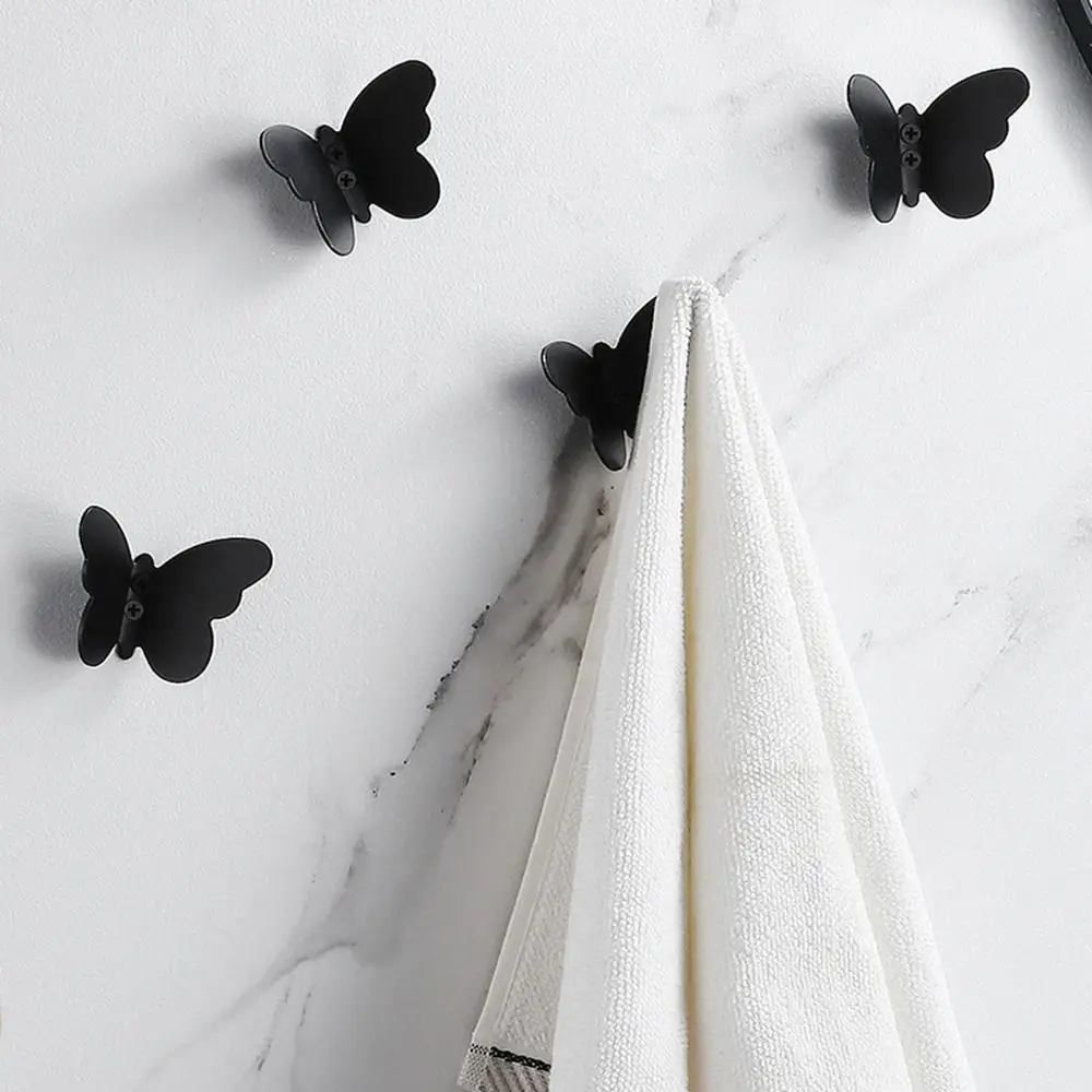 Stainless Steel Butterfly Shaped Wall Hanger Gold/Silver/Black Three-dimensional Butterfly Wall Hooks Sturdy Waterproof