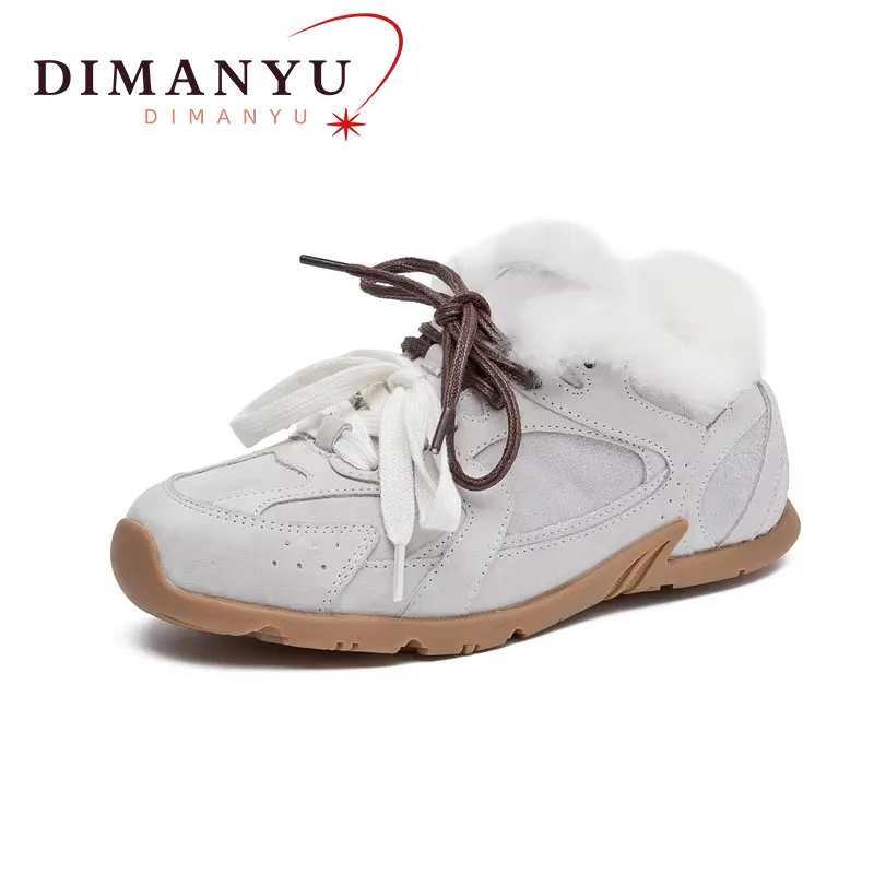 

DIMANYU Women's Sneakers Genuine Leather 2024 New Flat Women's German Training Shoes Vintage Large Size Women's Winter Shoes