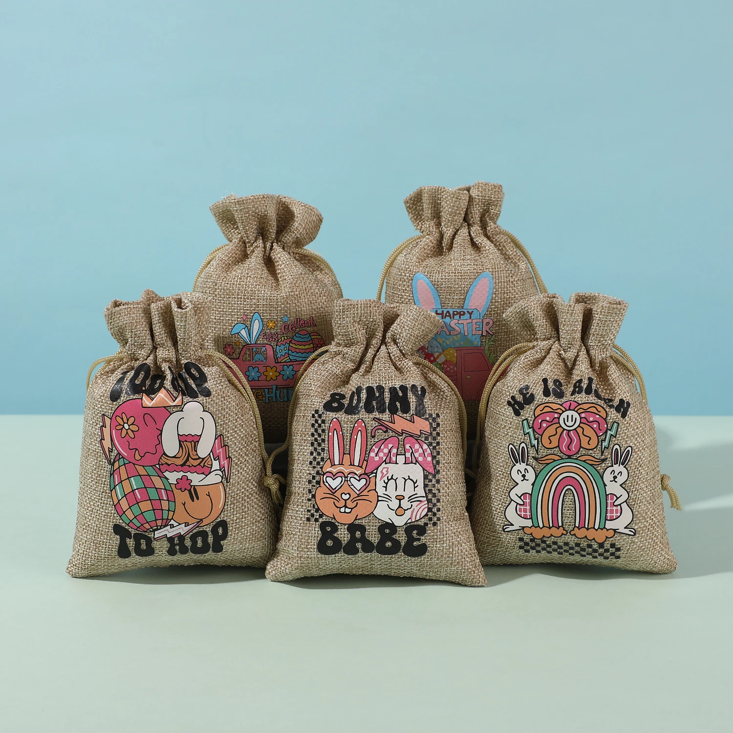 Hot Selling 24Pcs/lot 10x14cm 13x18cm Jute Drawstring Burlap Bag Christmas Candy Gift Bags Easter Birthday Party Jewelry Pouches