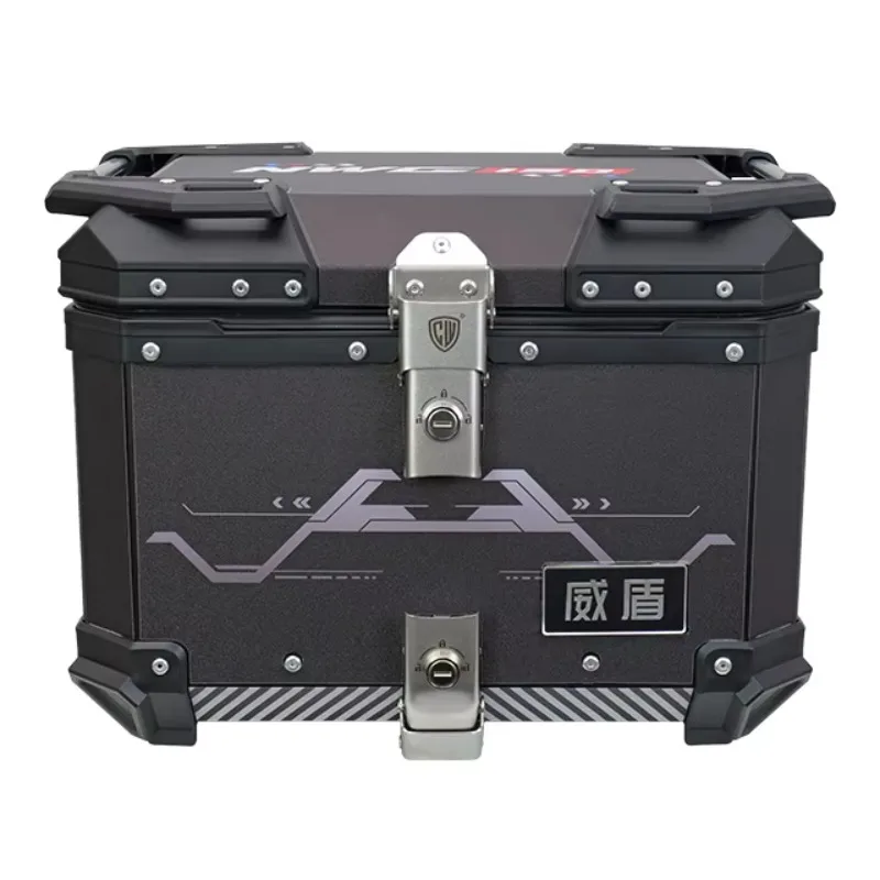 

STLF Motorcycle Waterproof Fashion Sticker Top Box Luggage Storage Cases Travel Aluminium Motorbike Tail Box 45L Rear Tail Lugga