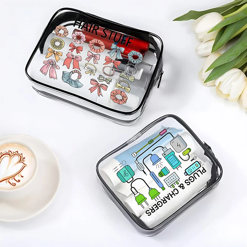 

Transparent Foldable Travel Toiletry Bag Lightweight Waterproof Organizer with Zipper & Carry Handle for Men & Women