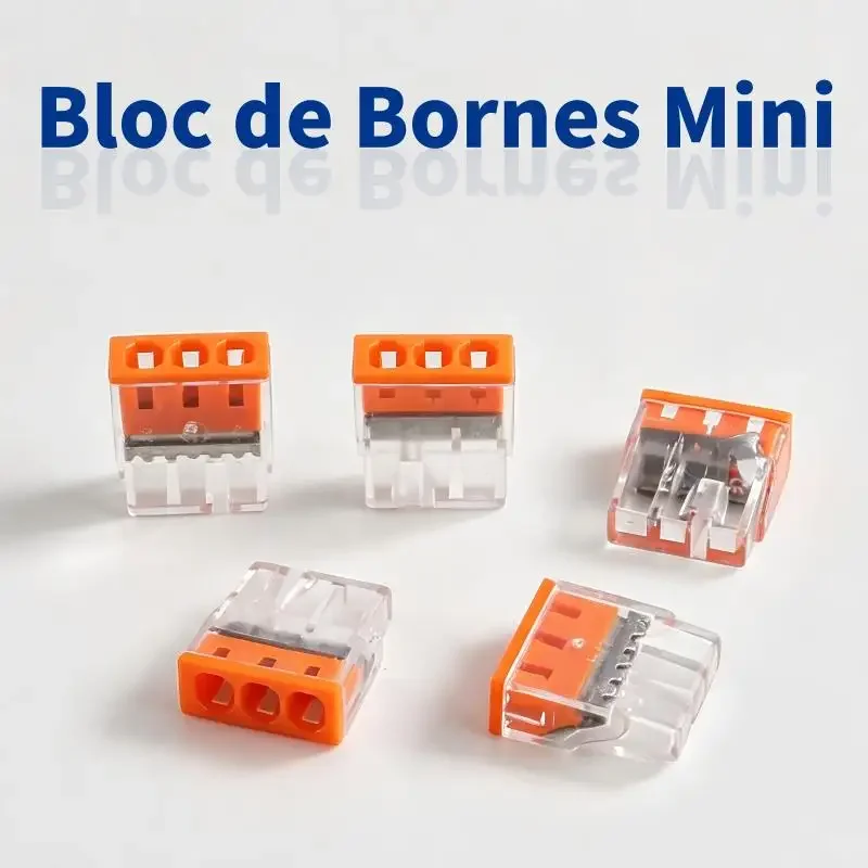 JINH 500-Pack Compact Clear Body Wire Bridge Connectors Multi-Way Splice Couplers with Simple Press Installation
