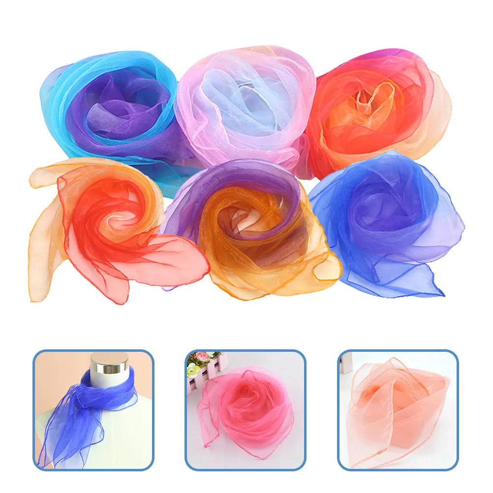 

12Pcs Pure Chiffon Scarves Lightweight Soft Breathable Performance Dance Juggling Play Scarves Chiffon Scarf