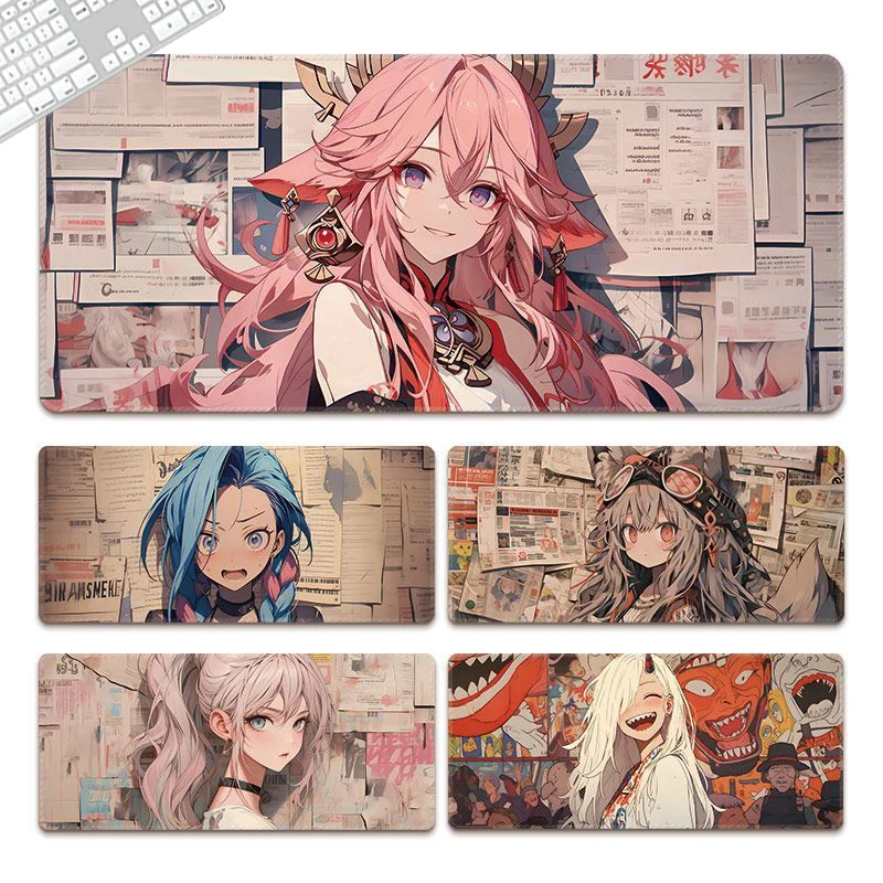 

Anime Girl Mouse Pad Gaming Laptop Mat Gamer Large Pad Keyboard Computer Accessories Non-slip Mause Pc Laptops Rubber Mausepad