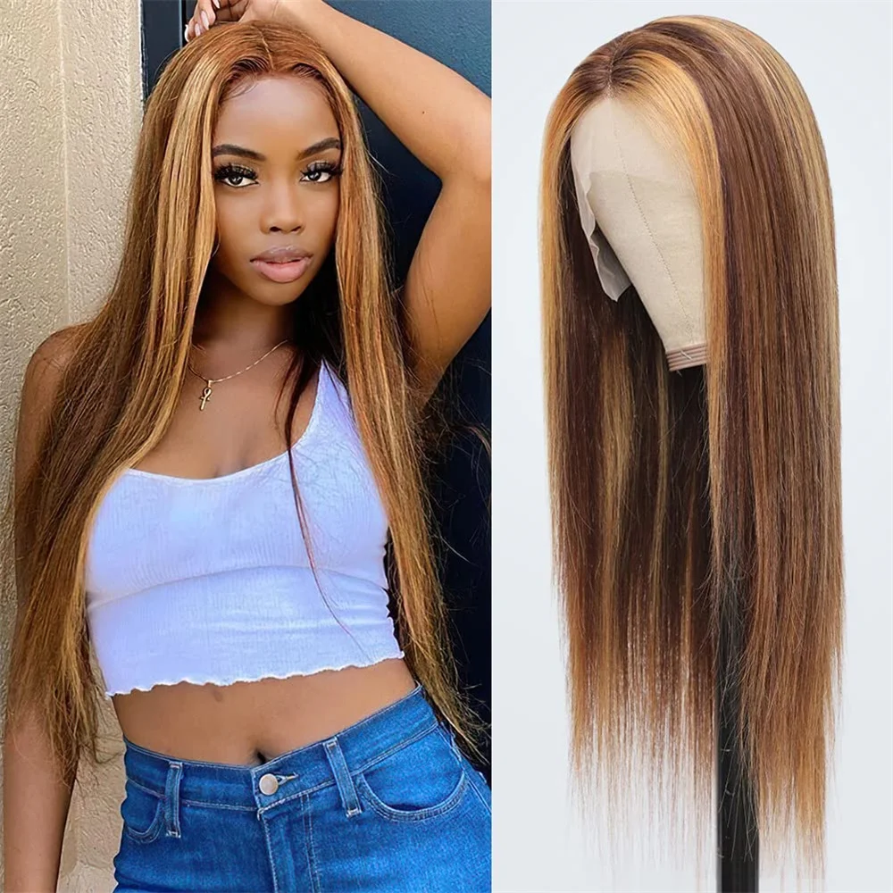 straight-13x4-4-27-honey-blonde-lace-front-human-hair-for-women-brazilian-pre-plucked-straight-wig-180-density-with-baby-hair