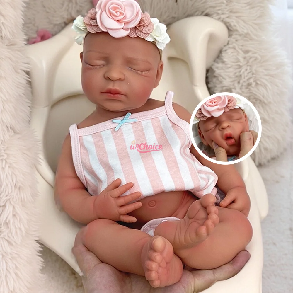 

17" Open Mouth Silicone Reborn Girl Doll Artist Reborn Baby Washable 3D Painted Skin Newborn Doll For Kids Age 3+ Christmas Gift