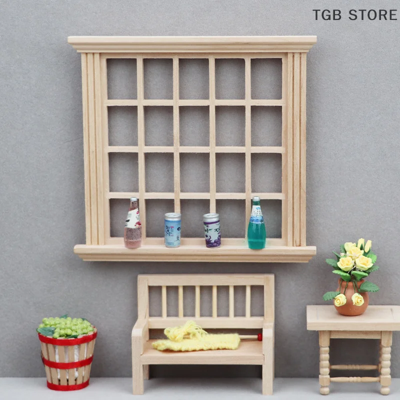 Vierkant raamkozijn 20-ruit ramen Model poppenhuis 1:12 poppenhuis mini-meubelaccessoires