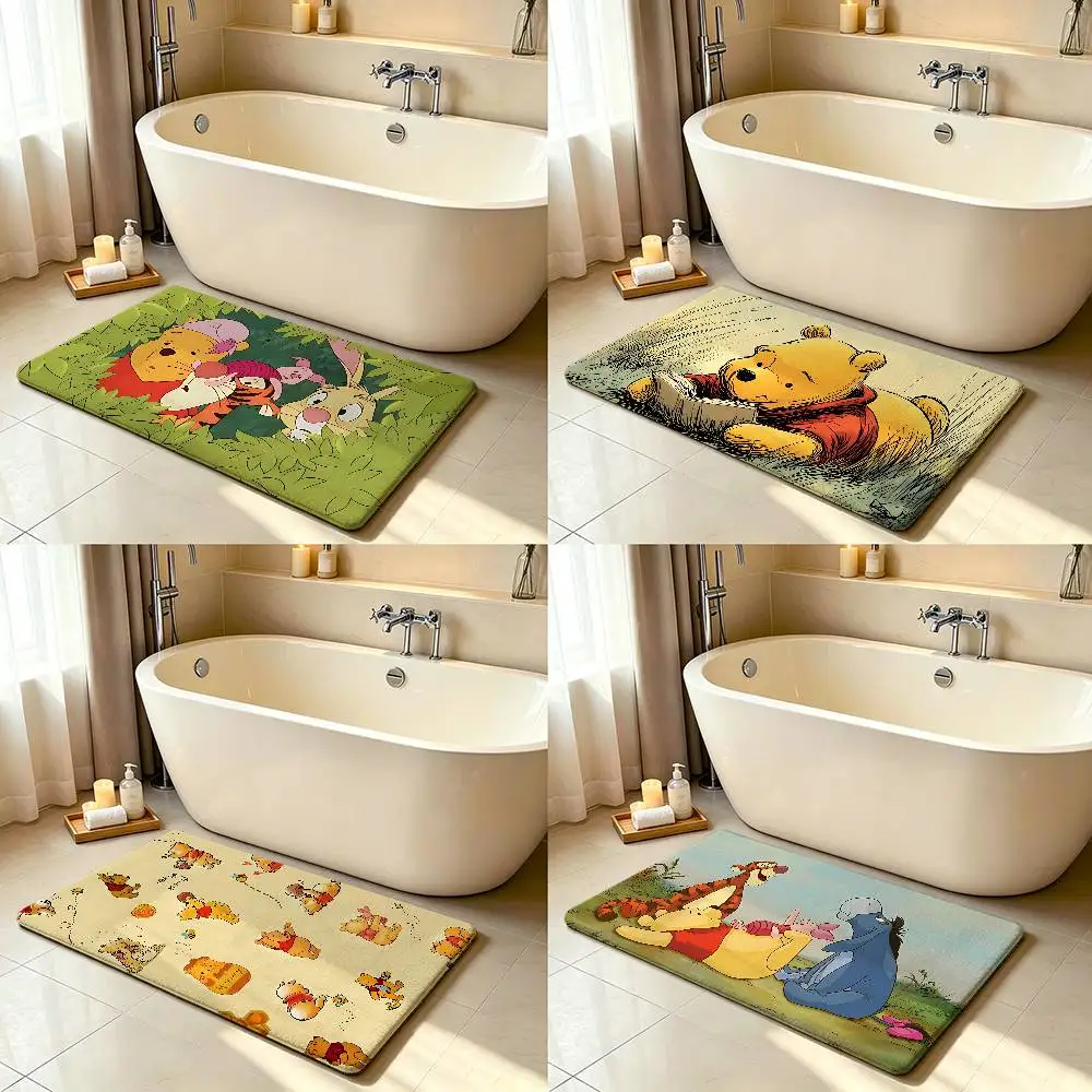 Cute Cartoon W-winnie The PoohS Classic Carpet Bathroom Anti-slip Mat Mat Home Decoration Mat Entrance DoorMat Scratch-resistant