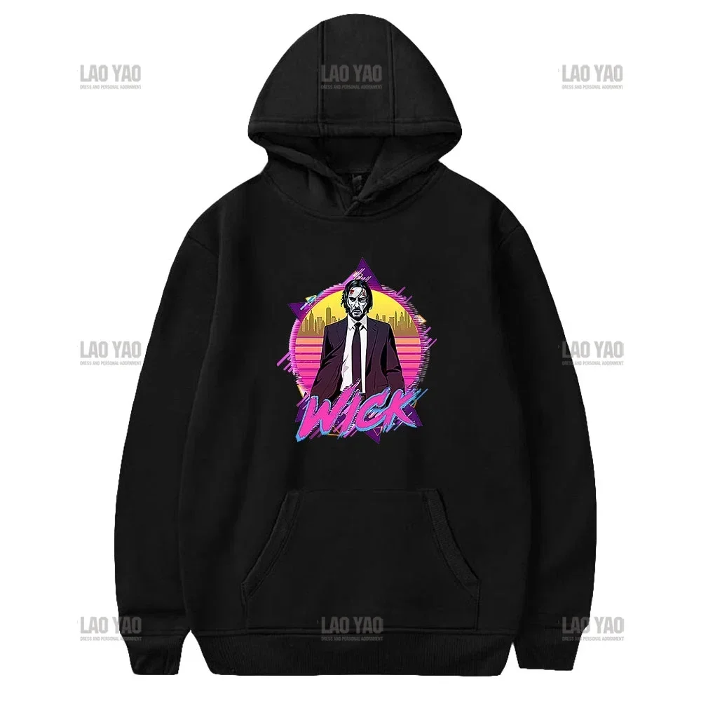 

John Wick Hoodie Long Sleeve Sweatshirt Men Women's Pullover American Action Movie Unisex Tops