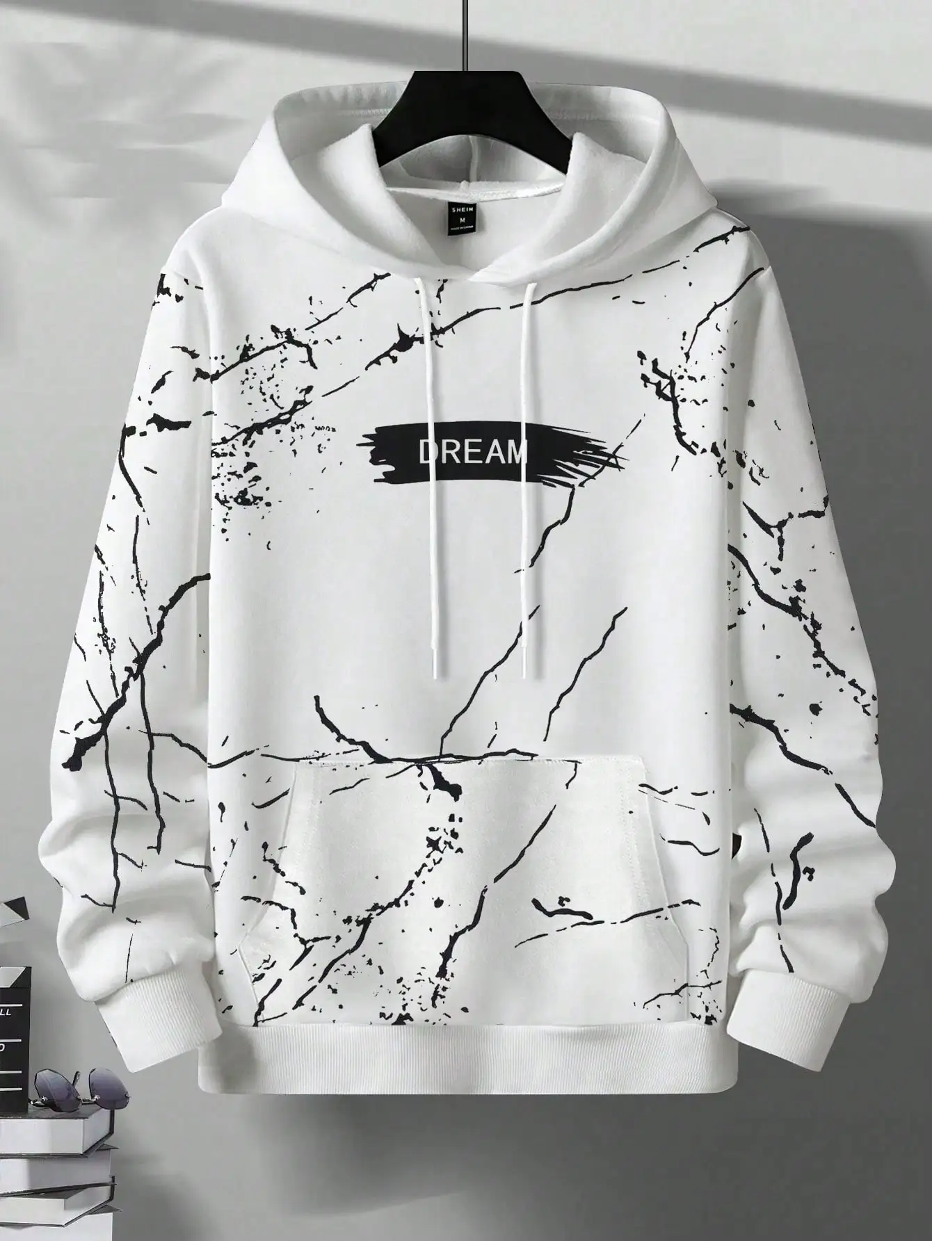 Autumn and Winter New Men's Hoodie Fashion Letter Line Pattern Printed Long Sleeve Hoodie Men's Street Trend Haku Style Hoodie