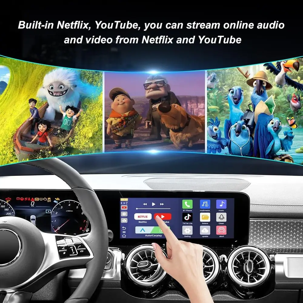 CarPlayBox اللاسلكي مع بطاقة Netflix/YouTube/TF تحويل CarPlay السلكي إلى محول لاسلكي لسيارة سلكية أصلية لعام 2017 وما فوق
