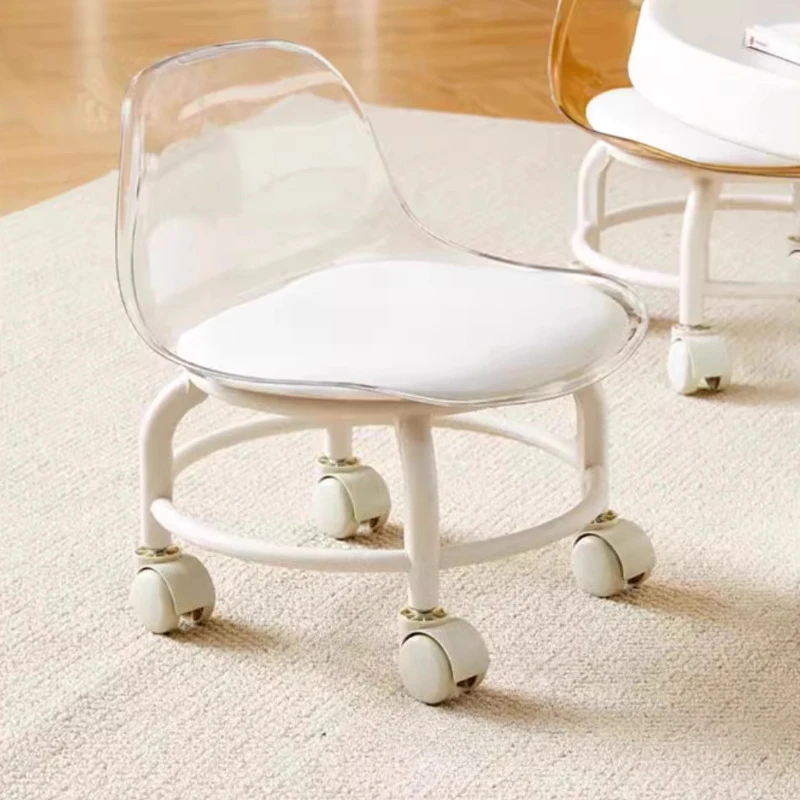 Small Low Stool with Wheel Toddler Stool Household Lazy Roller Skating Small Chair Acrylic Material Furniture Minimalist Modern view 5