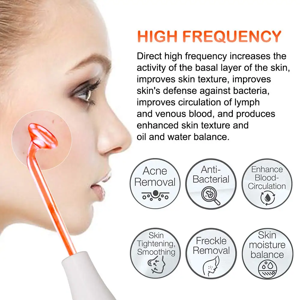 4‑In‑1 High Frequency Facial Wand with Multiple Glass Electrodes Portable Home Salon Multi‑Function Beauty Device for Daily Faci