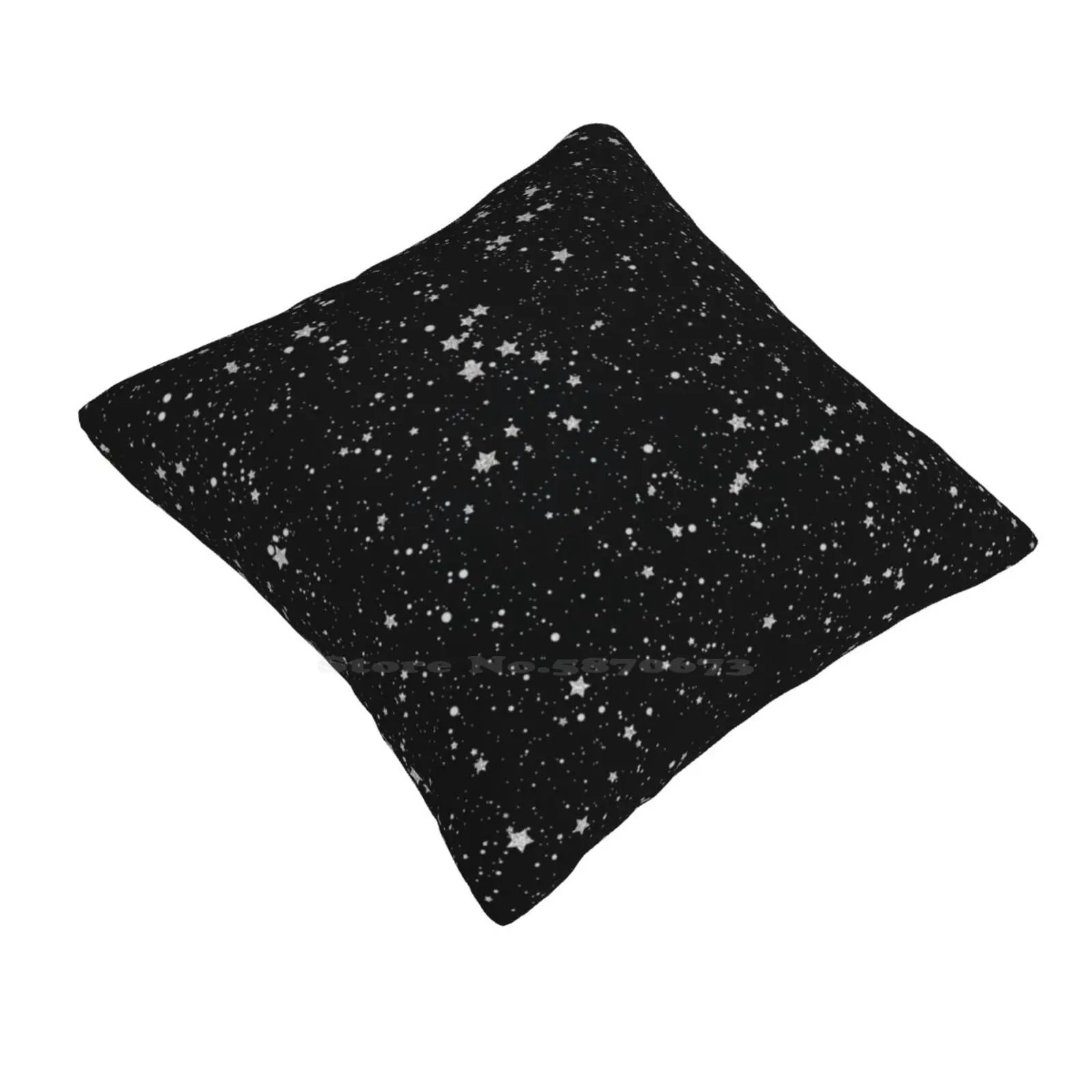 Glitter Stars2-Silver Black Home Sofa Car Waist Throw Pillowcase Happy Black Silver Glitter Stars Space Christmas Gorgeous