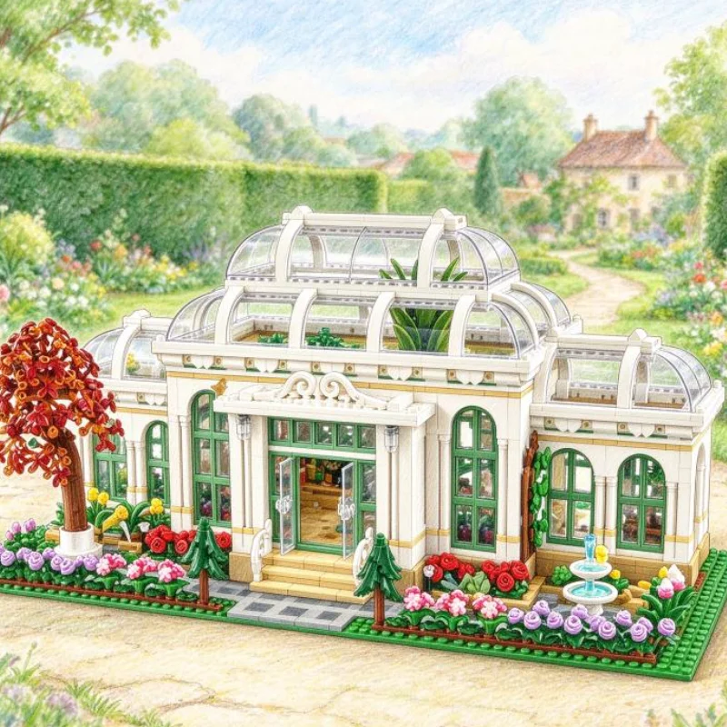 2026 3792pcs Street View Vintage Garden Plant Model Creative Education Model Building Blocks Toys For Festival Birthday Gifts