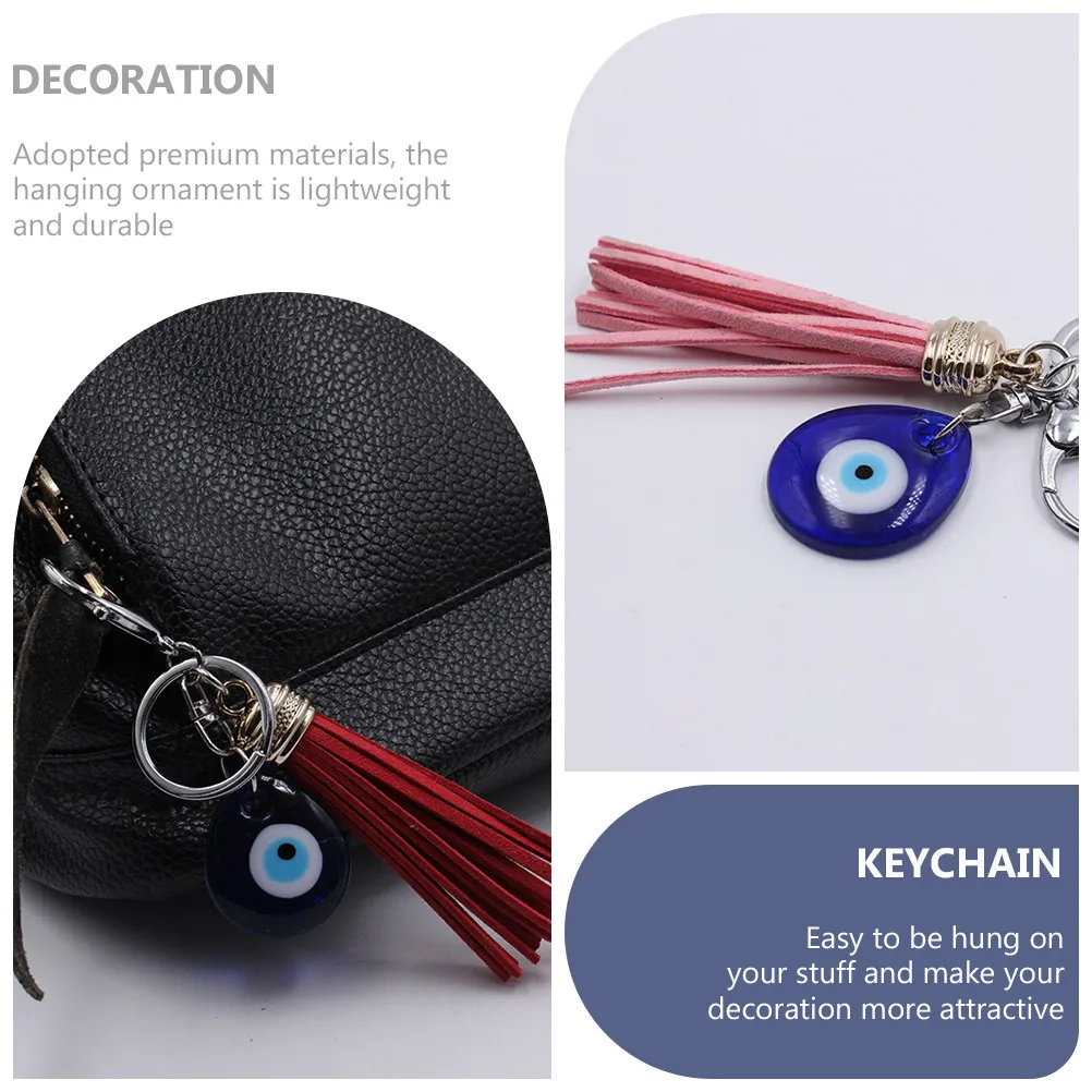 2Pcs Blue Evil Eye Keychain Pendant Turkish Style Hanging Ornament Expelling Negative Energy Key Decoration Lucky Charm Keyring