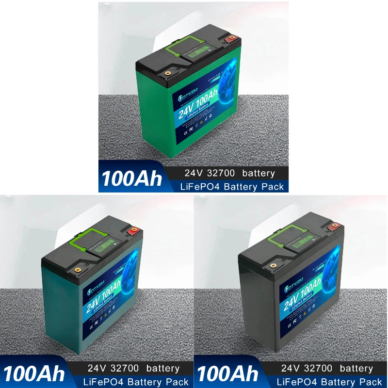 

new 32700 24V 100Ah Phosphate Battery LiFePO4 Built-in BMS LiFePO4 Battery for Solar Power System RV House Trolling Motor