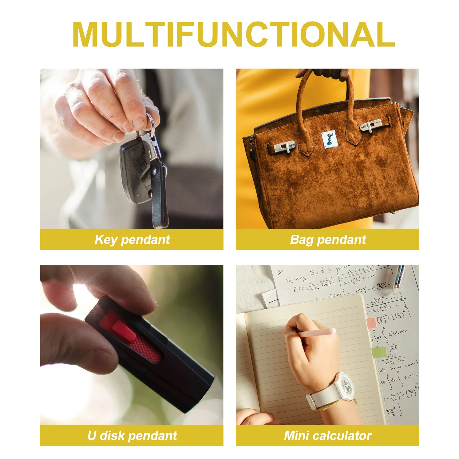 

3pcs Mini Keychain 8 Digits Lcd Digital Portable Pocket Calculator For Basic Arithmetic Percentage Operation Key Ring Mini