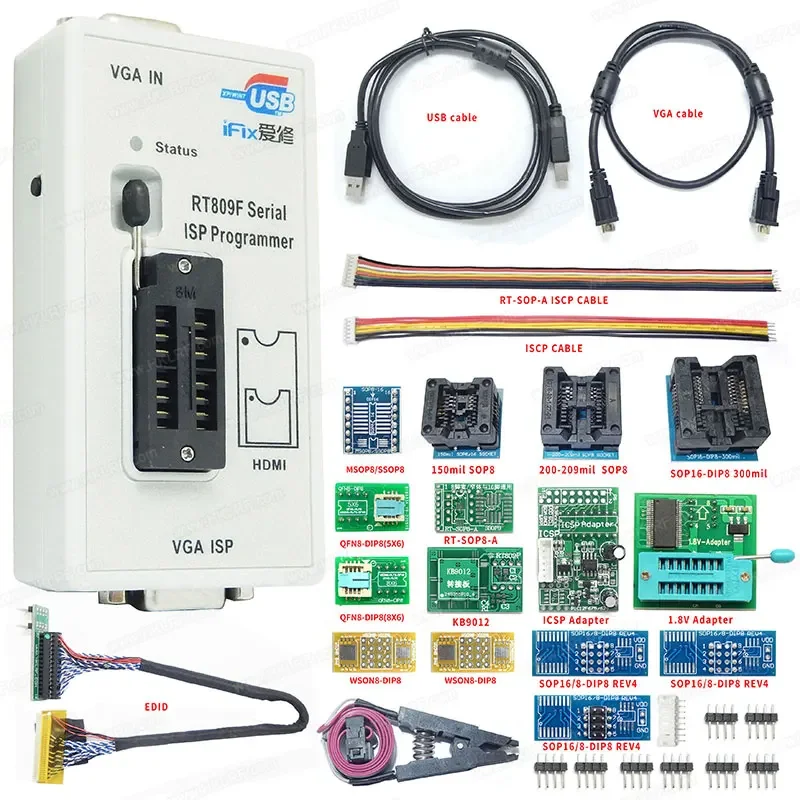 RT809F LCD High-Speed ISP USB Programmer Kit BIOS Burner RT809F Programmer Supporting Various Read-Write Online Programming