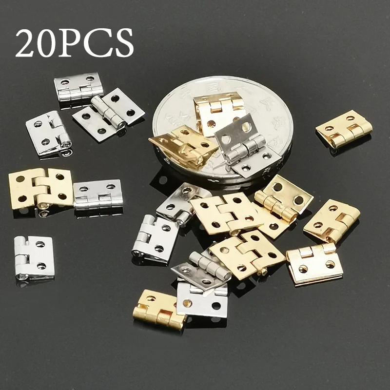 20pcs Tiny Golden/Silver Mini Small Metal Hinges For 1/12 House Prefab Miniature Cabinet Furniture Fittings For Home Hardware