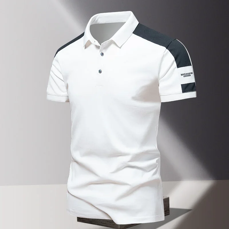 

Men's POLO shirt, summer ice silk high-end business casual short sleeved T-shirt, solid color thin pure cotton lapel top