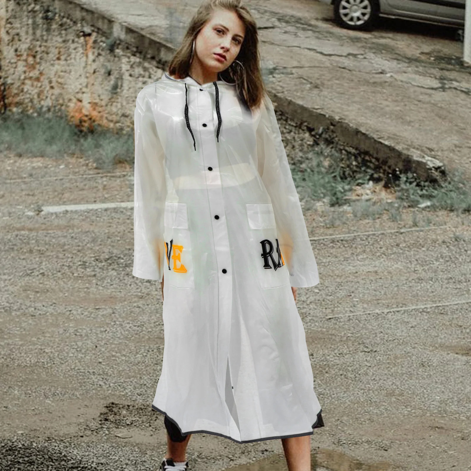 

Long Raincoat Unisex EVA Material Waterproof Breathable Outdoor Gear Emergency Travel Long Size Fits Men Women Dry Fast Durable